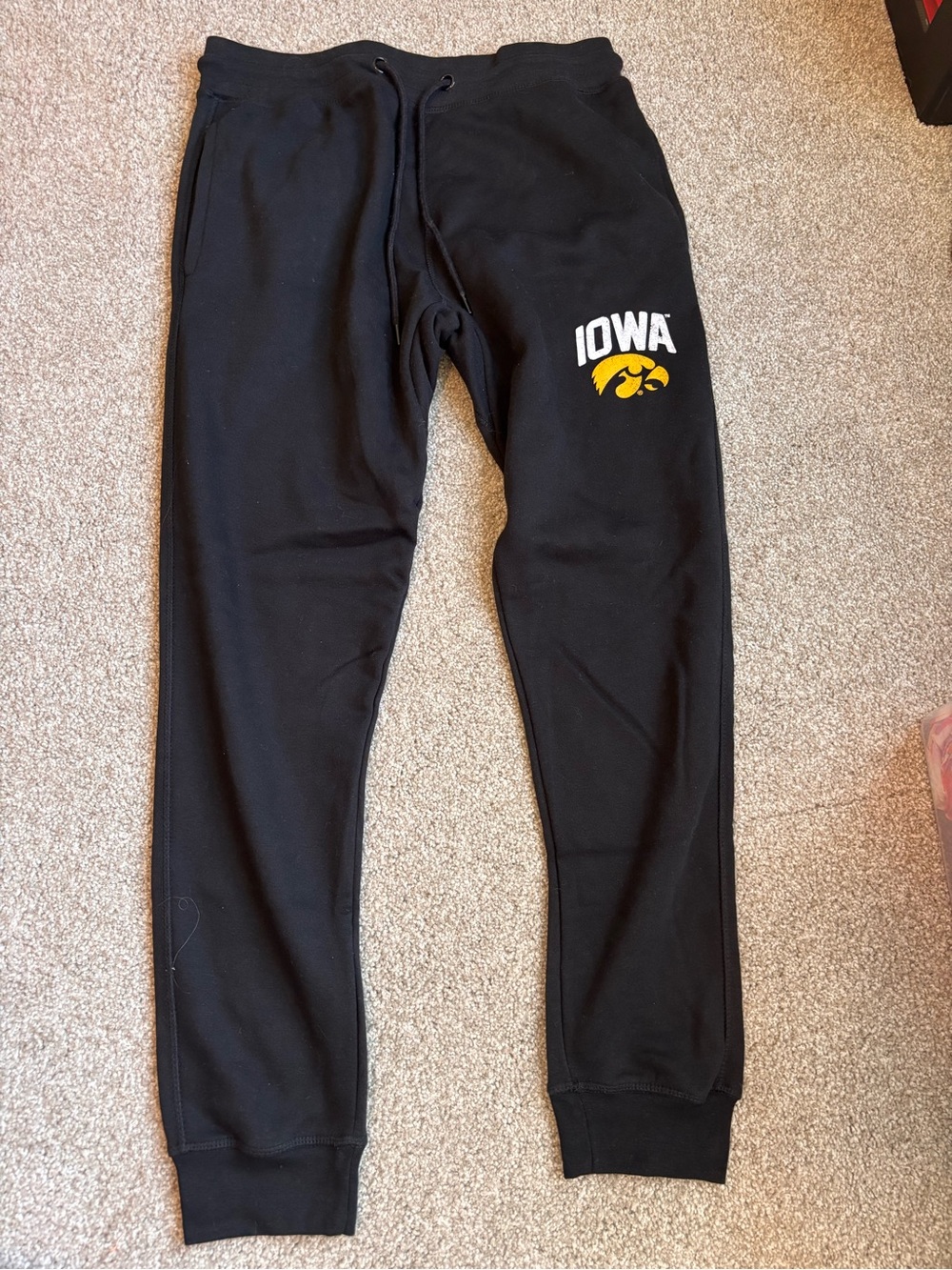 Circle Clothing Iowa Hawkeyes Black Sweatpants with Yellow Logo